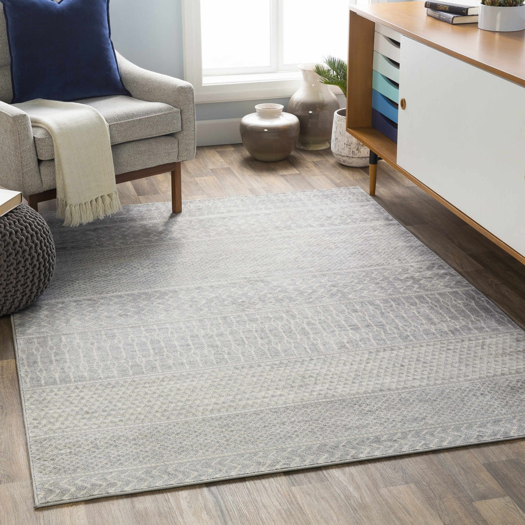 Bingham Modern Geometrical Design Gray Area Rug