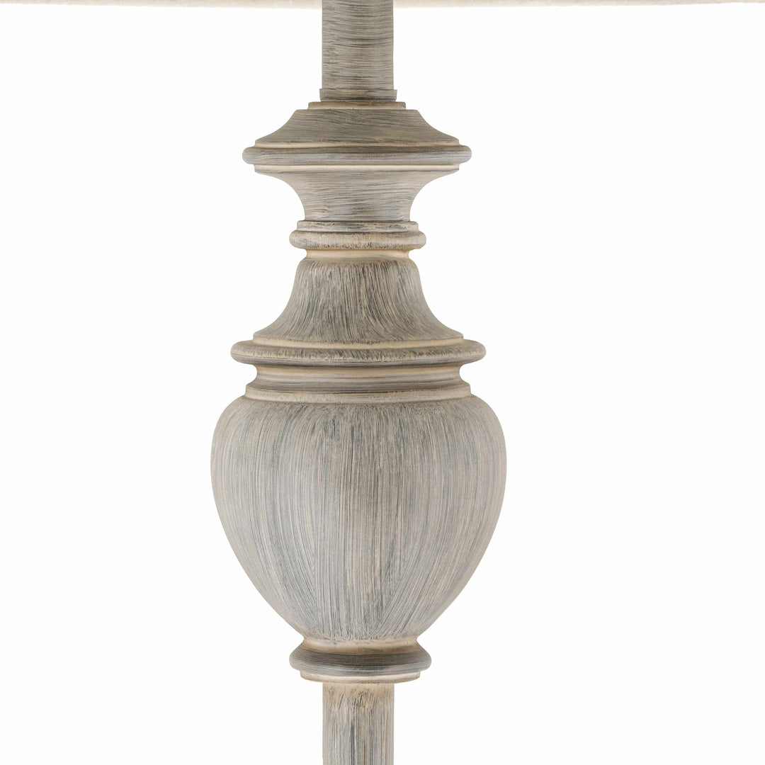 Binidayan Traditional Floor Lamp – Gray Resin Base & Linen Shade