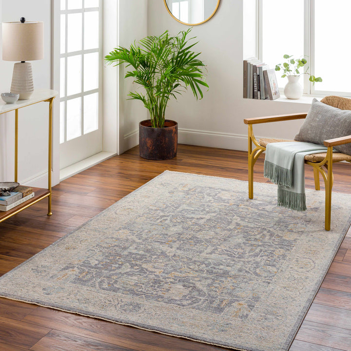 Binx Traditional Style Gray And Ivory Rug