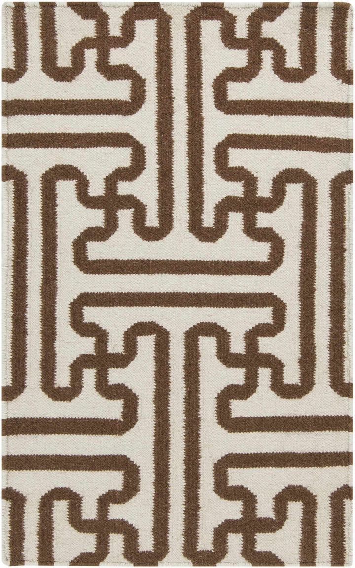 Bippus Contemporary Geometrical Brown And Ivory Rug