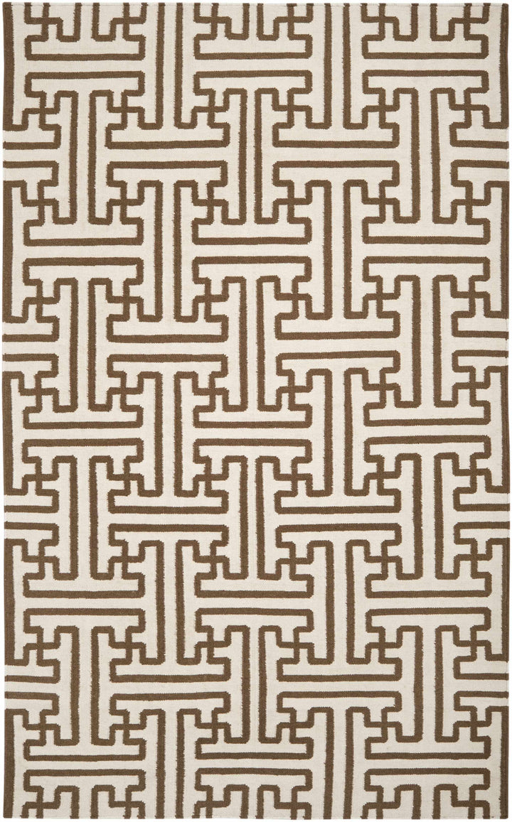 Bippus Contemporary Geometrical Brown And Ivory Rug
