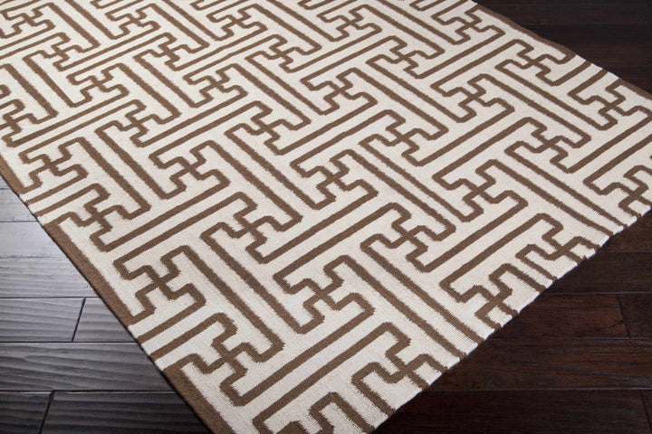 Bippus Contemporary Geometrical Brown And Ivory Rug