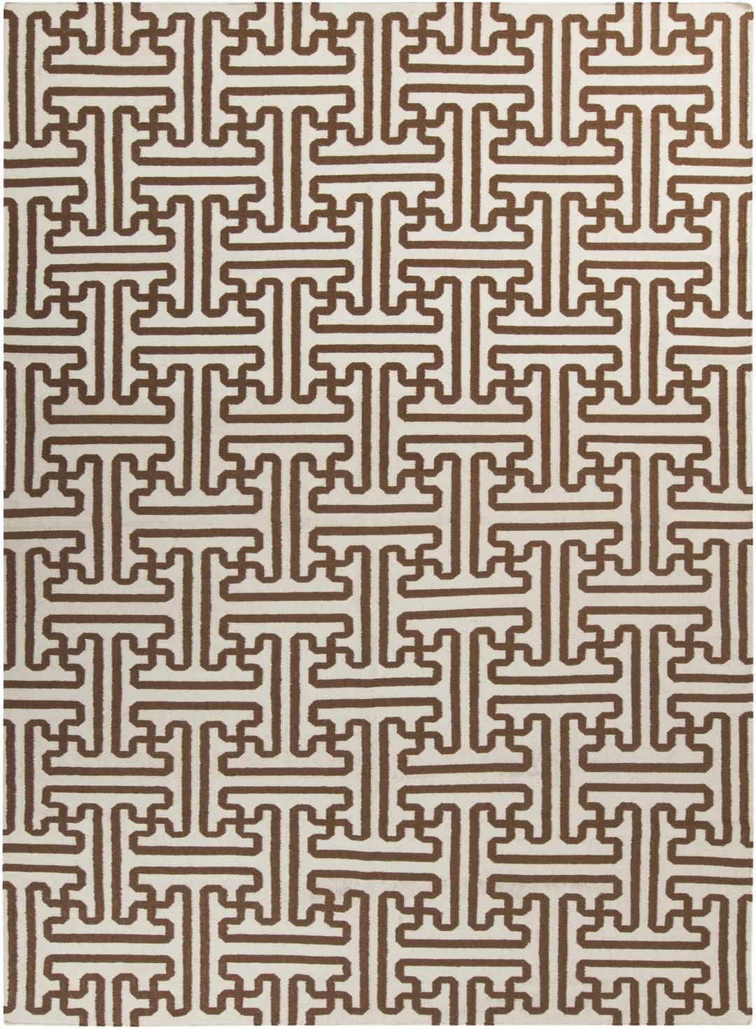 Bippus Contemporary Geometrical Brown And Ivory Rug