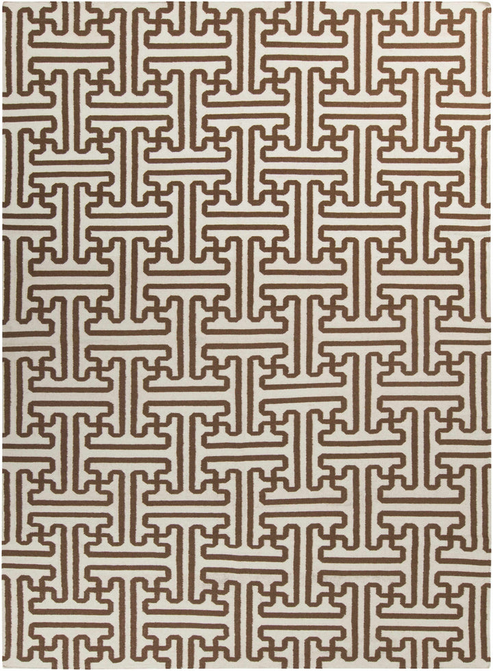 Bippus Contemporary Geometrical Brown And Ivory Rug