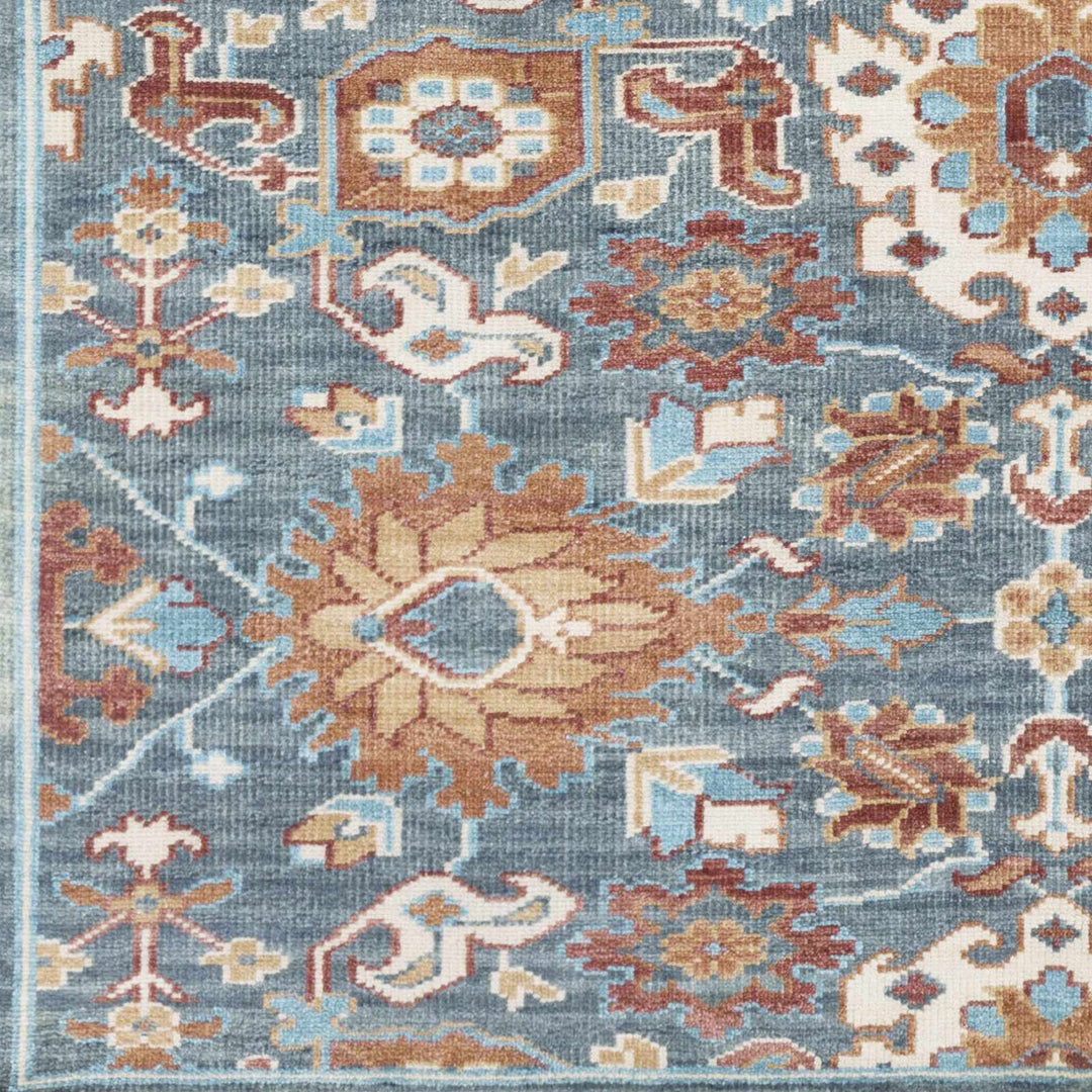 Birney Traditional Blue And Brown Hand Knotted Wool Area Rug - The Rug Decor