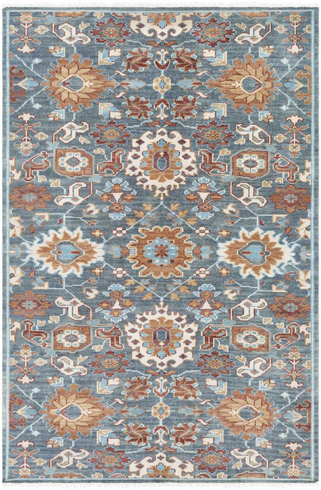 Birney Traditional Blue And Brown Hand Knotted Wool Area Rug - The Rug Decor