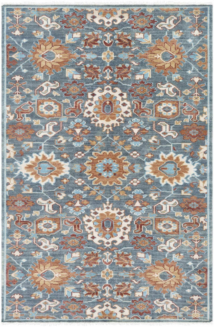 Birney Traditional Blue And Brown Hand Knotted Wool Area Rug - The Rug Decor