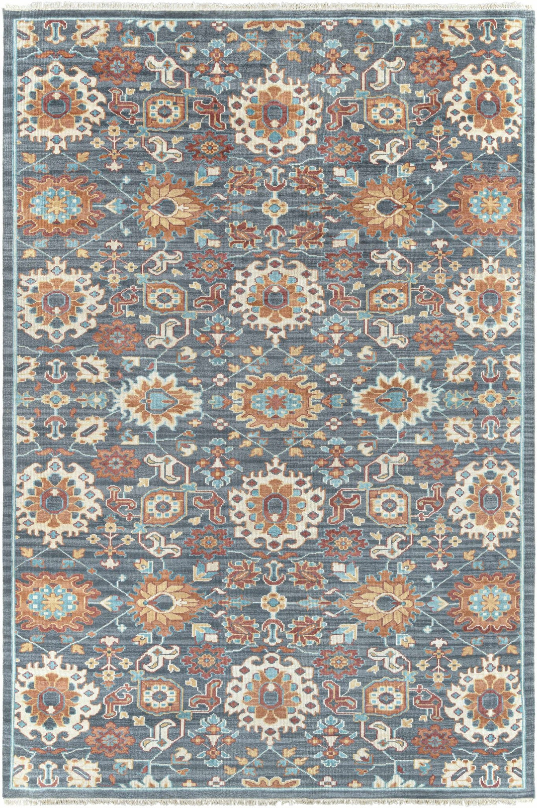 Birney Traditional Blue And Brown Hand Knotted Wool Area Rug - The Rug Decor