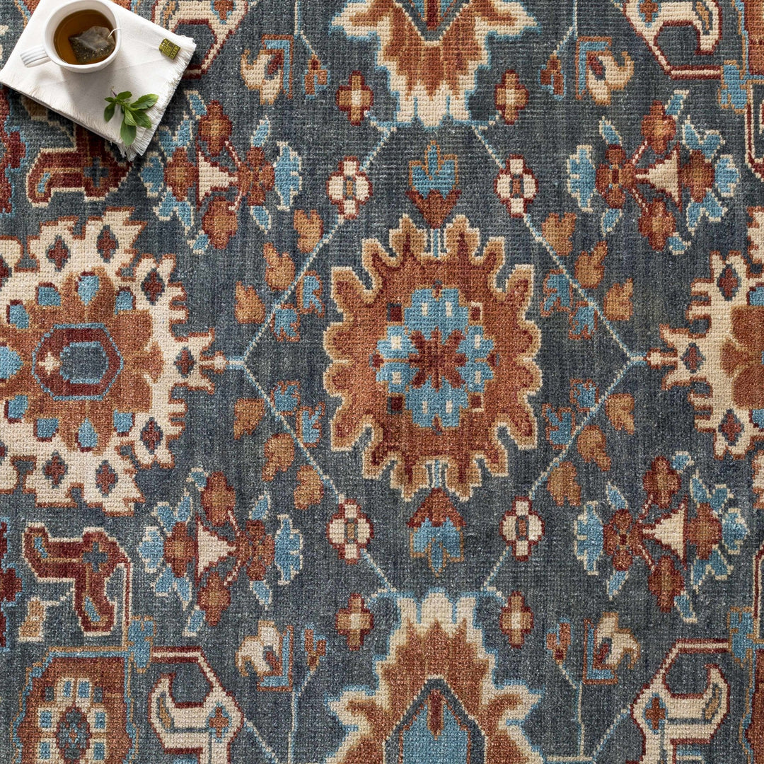 Birney Traditional Blue And Brown Hand Knotted Wool Area Rug - The Rug Decor