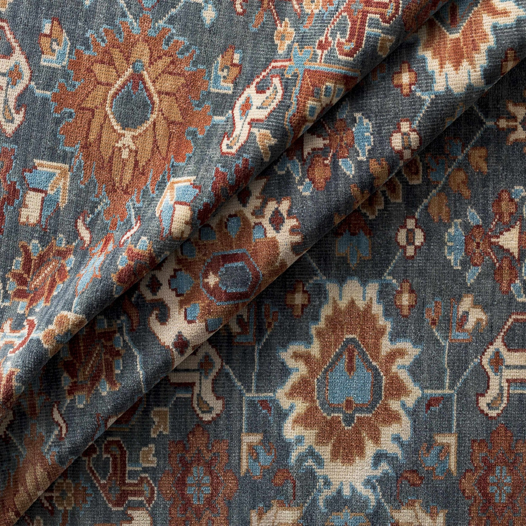 Birney Traditional Blue And Brown Hand Knotted Wool Area Rug - The Rug Decor
