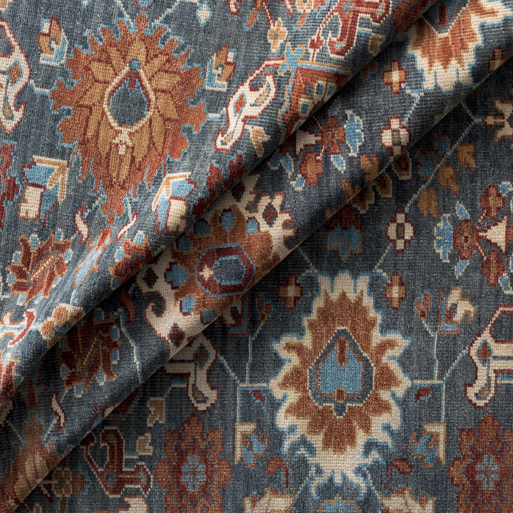 Birney Traditional Blue And Brown Hand Knotted Wool Area Rug - The Rug Decor