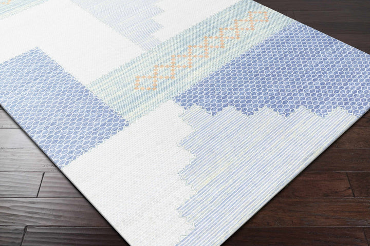 Bishopstoke Blue And Ivory Modern Geometrical Hand Woven Area Rug - The Rug Decor