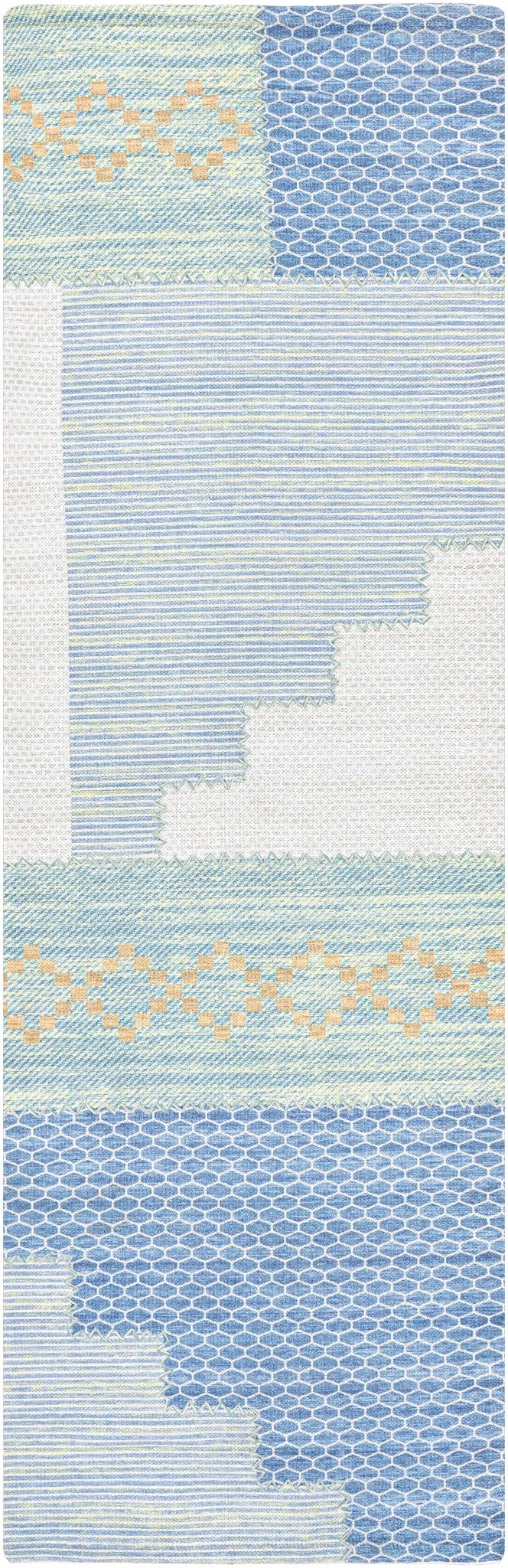 Bishopstoke Blue And Ivory Modern Geometrical Hand Woven Area Rug - The Rug Decor