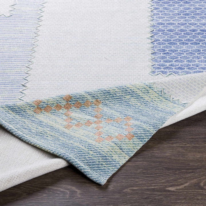 Bishopstoke Blue And Ivory Modern Geometrical Hand Woven Area Rug - The Rug Decor