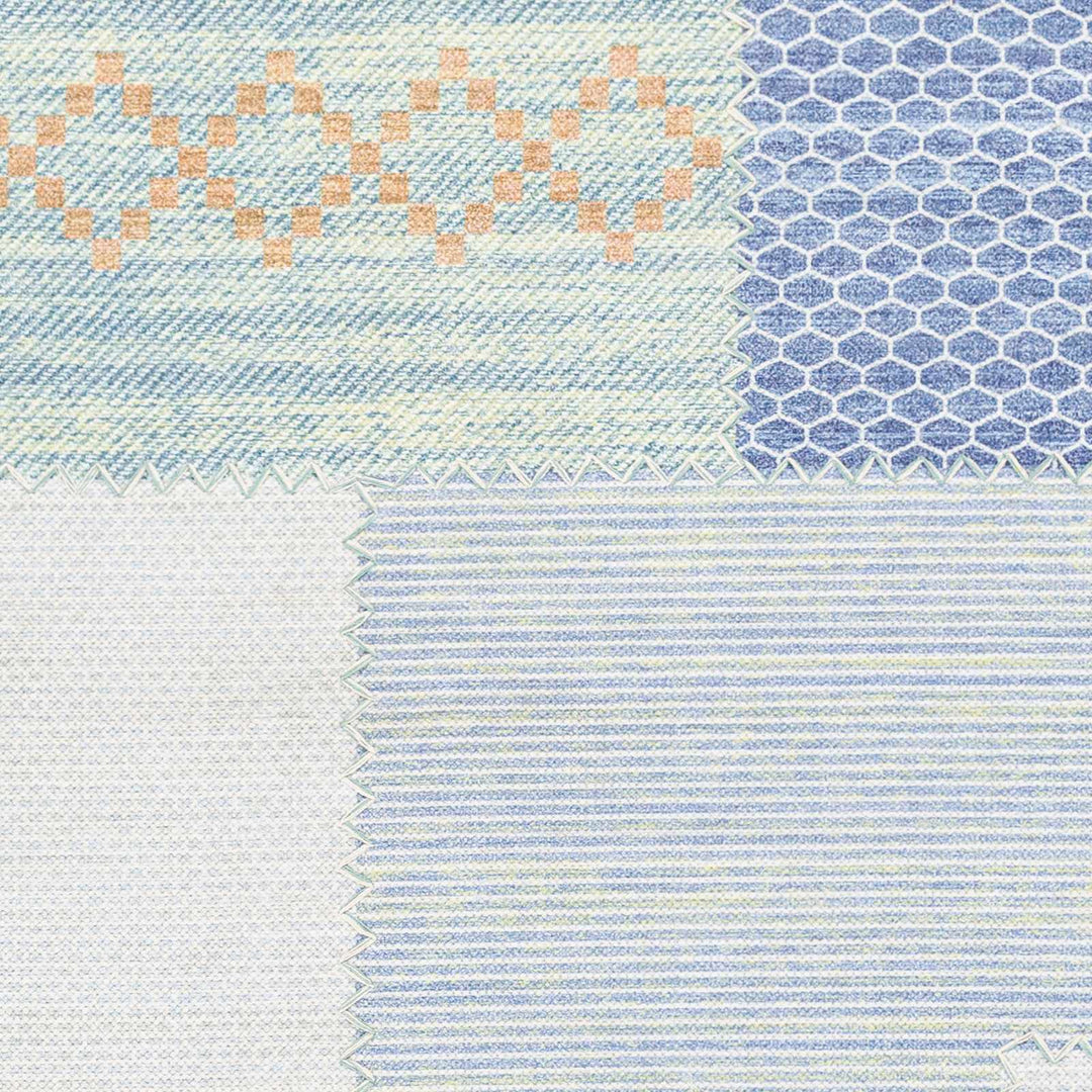 Bishopstoke Blue And Ivory Modern Geometrical Hand Woven Area Rug - The Rug Decor