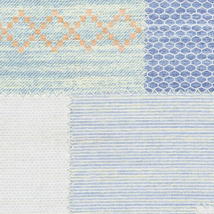 Bishopstoke Blue And Ivory Modern Geometrical Hand Woven Area Rug - The Rug Decor