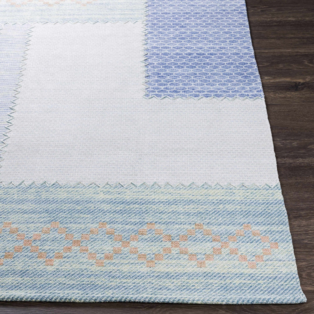 Bishopstoke Blue And Ivory Modern Geometrical Hand Woven Area Rug - The Rug Decor