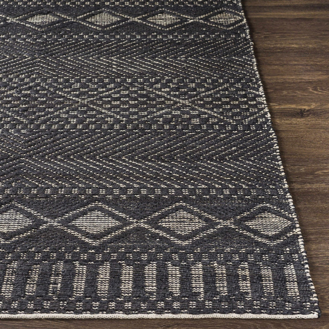 Bithlo Modern Geometrical Design Charcoal And Beige Hand Woven Area Rug - The Rug Decor