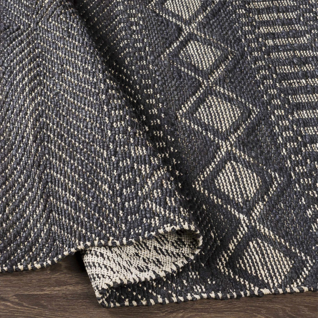 Bithlo Modern Geometrical Design Charcoal And Beige Hand Woven Area Rug - The Rug Decor