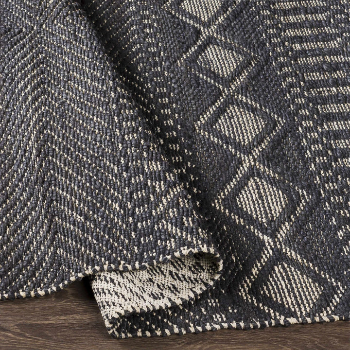 Bithlo Modern Geometrical Design Charcoal And Beige Hand Woven Area Rug - The Rug Decor