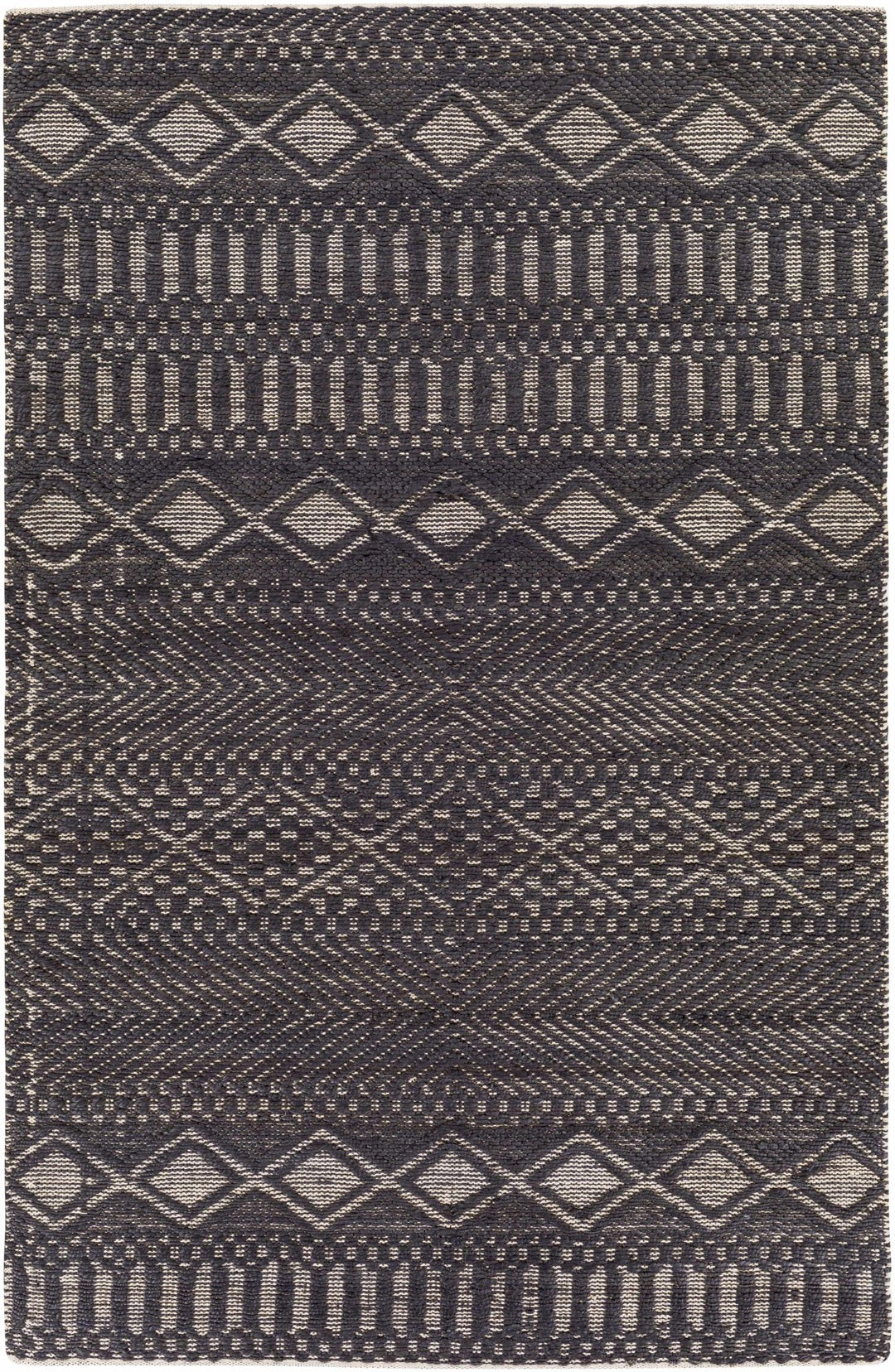 Bithlo Modern Geometrical Design Charcoal And Beige Hand Woven Area Rug - The Rug Decor