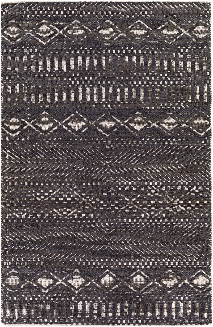 Bithlo Modern Geometrical Design Charcoal And Beige Hand Woven Area Rug - The Rug Decor