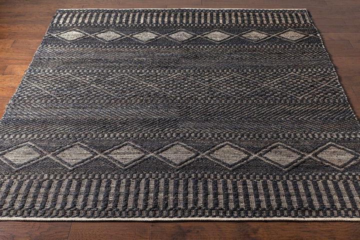 Bithlo Modern Geometrical Design Charcoal And Beige Hand Woven Area Rug - The Rug Decor