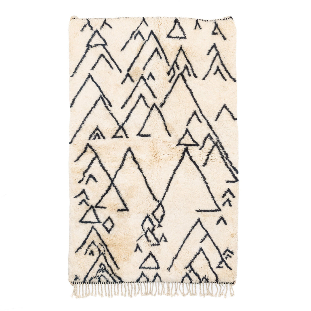 Black And Beige Contemporary Moroccan Hand Knotted 5x8 Wool Rug - The Rug Decor