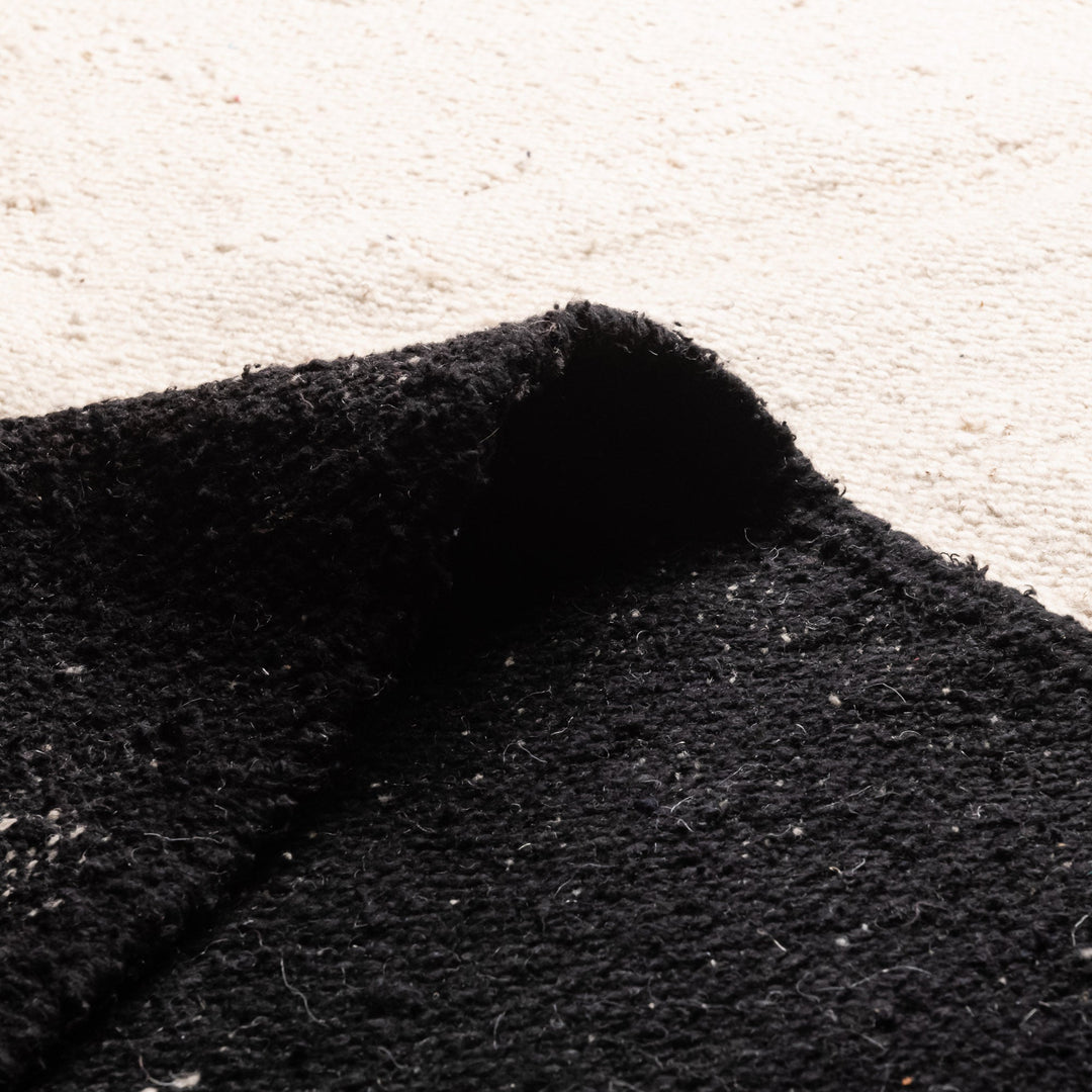 Black And Beige Contemporary Moroccan Hand Knotted 6.7x10 Wool Rug - The Rug Decor