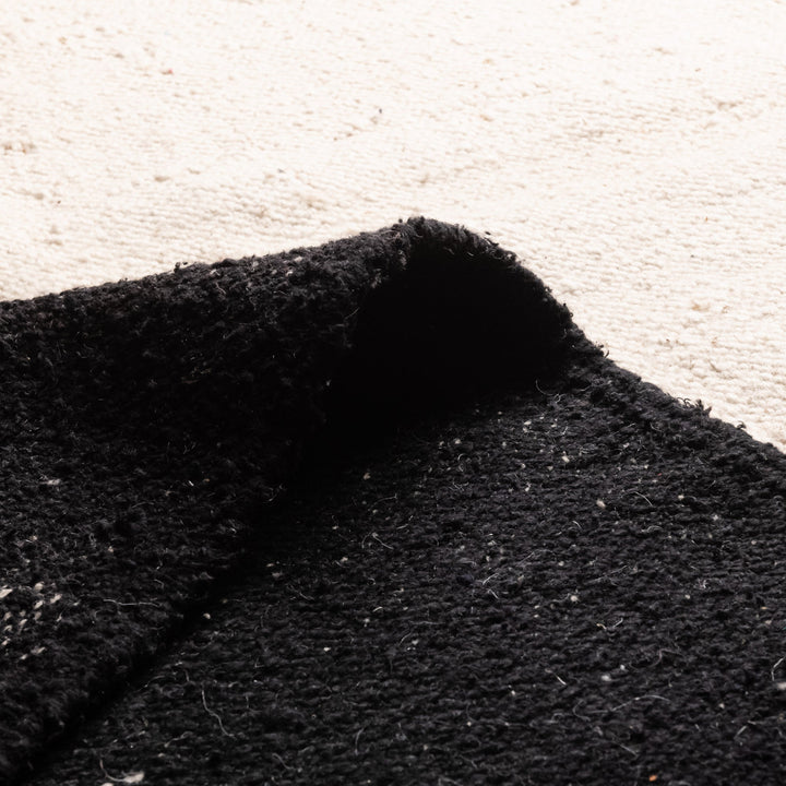 Black And Beige Contemporary Moroccan Hand Knotted 6.7x10 Wool Rug - The Rug Decor