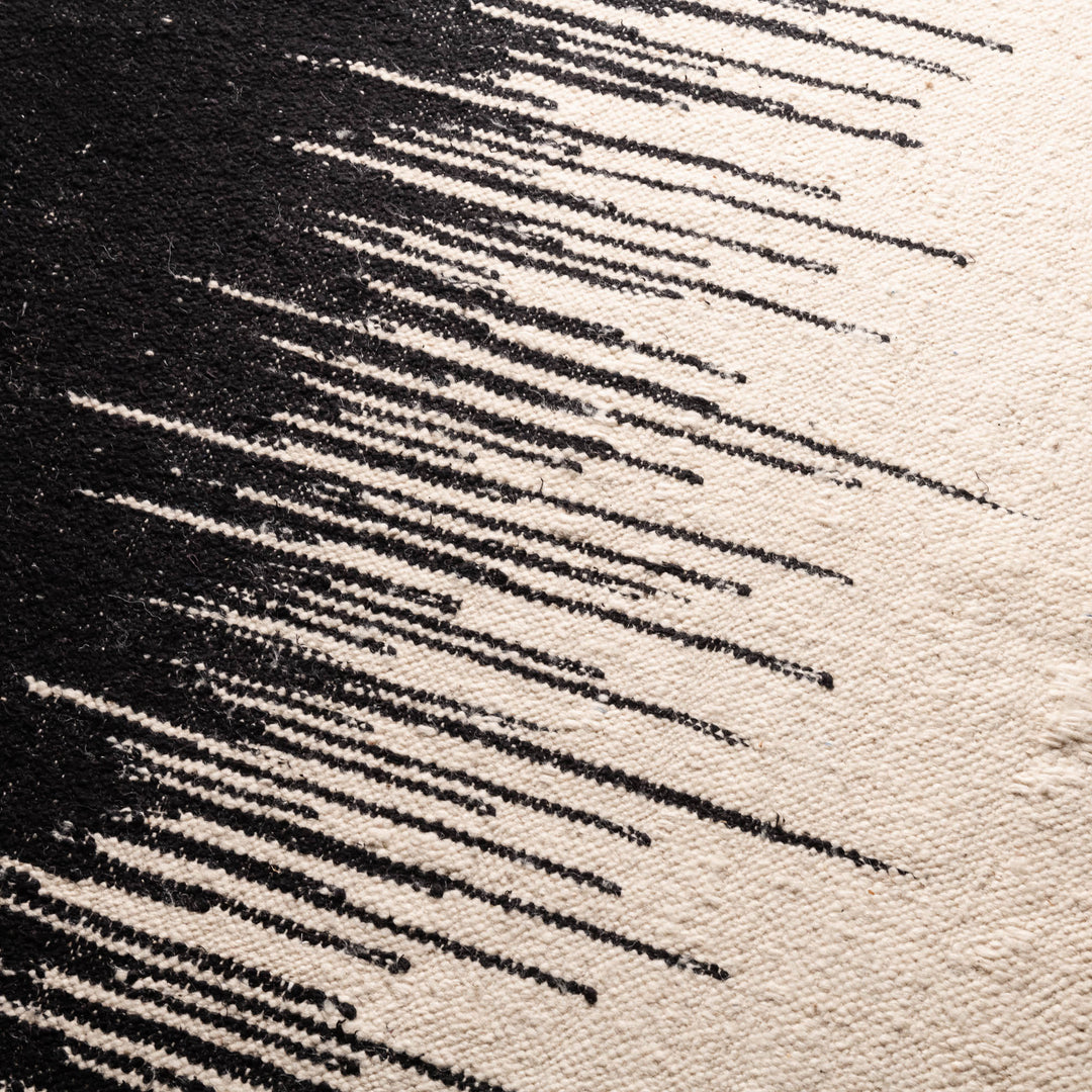 Black And Beige Contemporary Moroccan Hand Knotted 6.7x10 Wool Rug - The Rug Decor