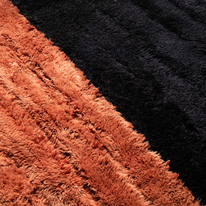 Black And Rust Stripes Texture Handmade Moroccan 4x6 Wool Area Rug - The Rug Decor