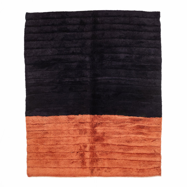 Black And Rust Stripes Texture Handmade Moroccan 4x6 Wool Area Rug - The Rug Decor