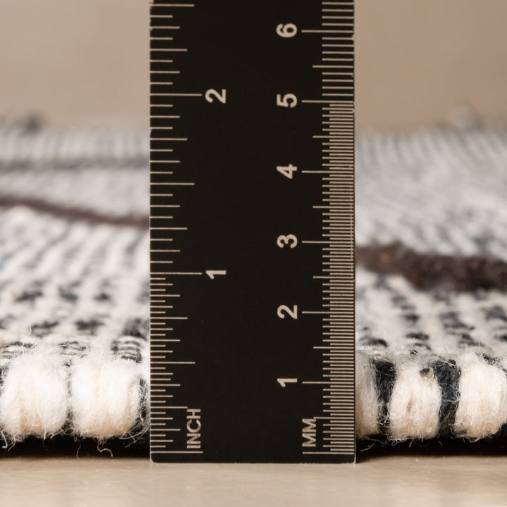 Black And White Contemporary Moroccan Design Hand Knotted 6.6x9.6 Wool Rug - The Rug Decor