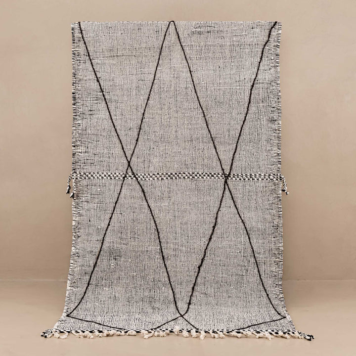 Black And White Contemporary Moroccan Hand Knotted 5x8.7 Wool Rug - The Rug Decor