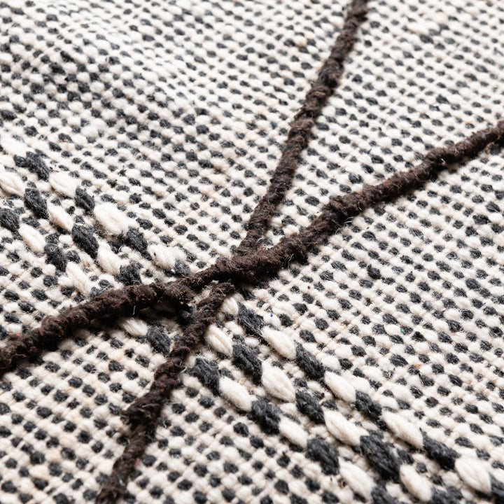 Black And White Contemporary Moroccan Hand Knotted 5x8.7 Wool Rug - The Rug Decor