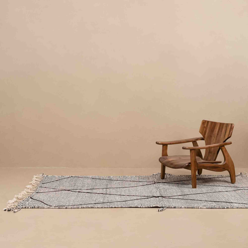 Black And White Contemporary Moroccan Hand Knotted 5x8.7 Wool Rug - The Rug Decor