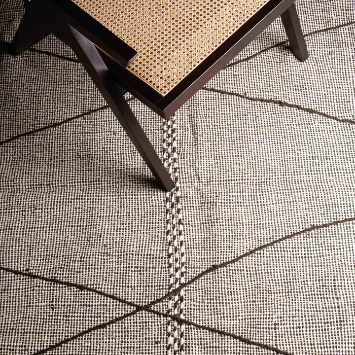 Black And White Contemporary Moroccan Hand Knotted 5x8.7 Wool Rug - The Rug Decor