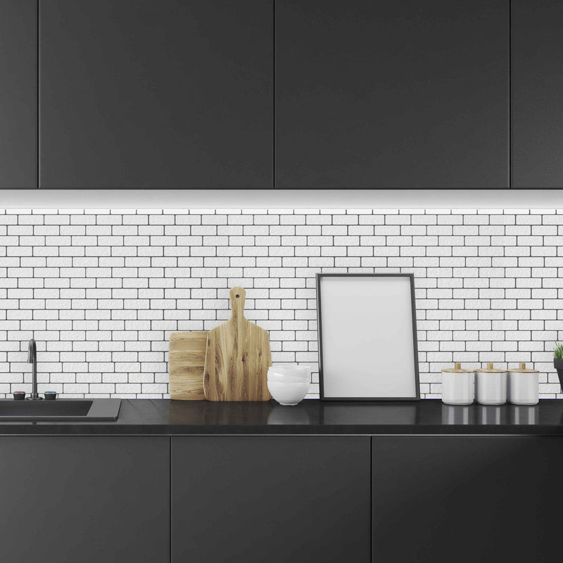 Black and White Kitchen Backsplash self - adhesive Tile Wallpaper - The Rug Decor