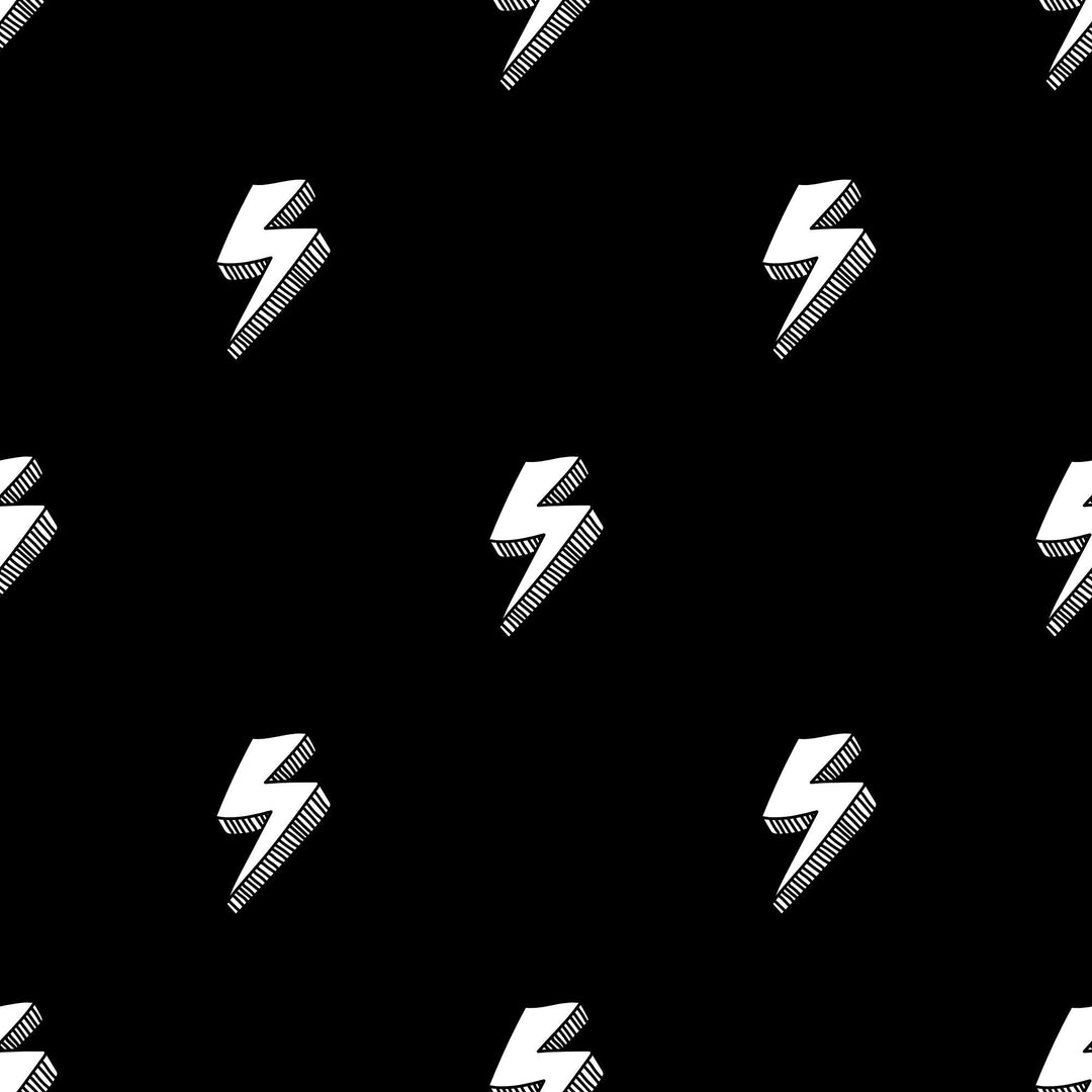 Black and White Lightning Bolt self - adhesive Wallpaper - Modern and Minimalistic - The Rug Decor