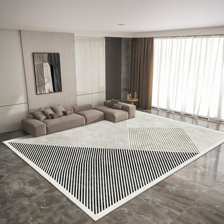 Black And White Modern Geometrical Machine Washable Cotton Area Rug - The Rug Decor