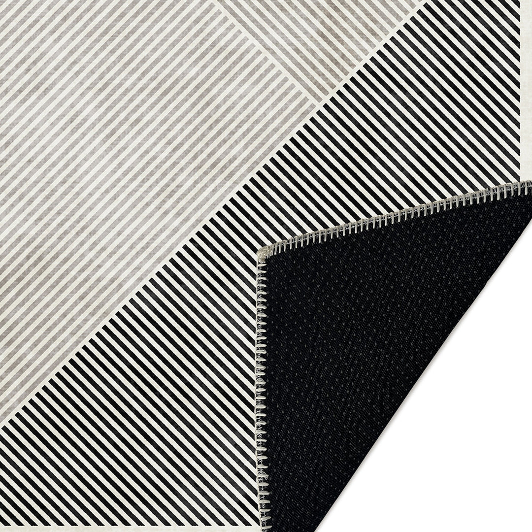Black And White Modern Geometrical Machine Washable Cotton Area Rug - The Rug Decor