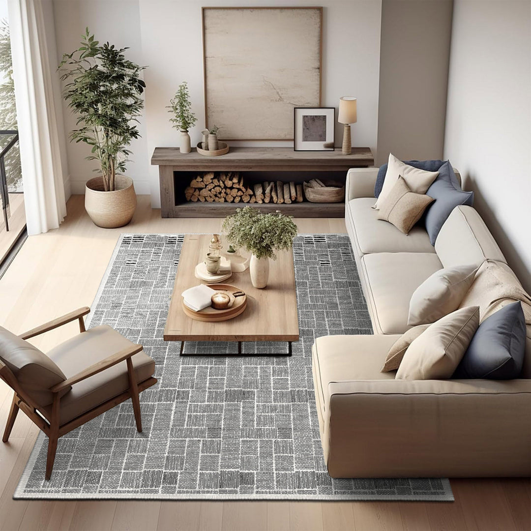 Black And White Modern Style Machine Washable Cotton Area Rug - The Rug Decor