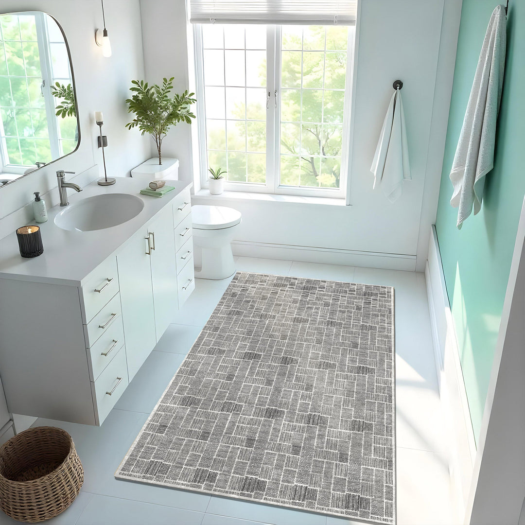 Black And White Modern Style Machine Washable Cotton Area Rug - The Rug Decor