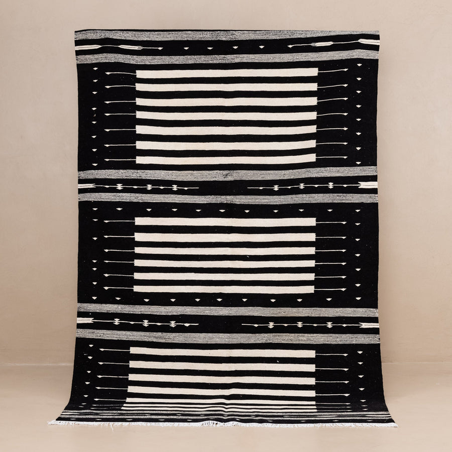 Black Contemporary Moroccan Design Hand Knotted 5x8 Wool Rug - The Rug Decor