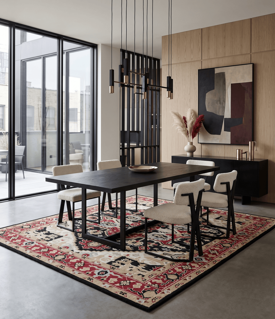 Black, Ivory, Olive and Brown Hand knotted Traditional Heriz Medallion Multi Size Wool Area Rug - The Rug Decor