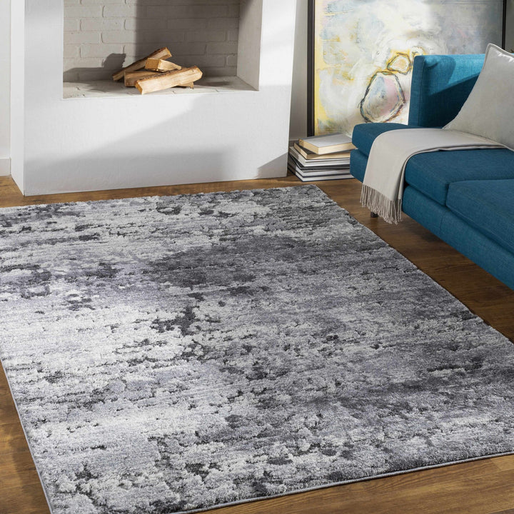 Black Modern Abstract Design Machine Woven Rug - The Rug Decor