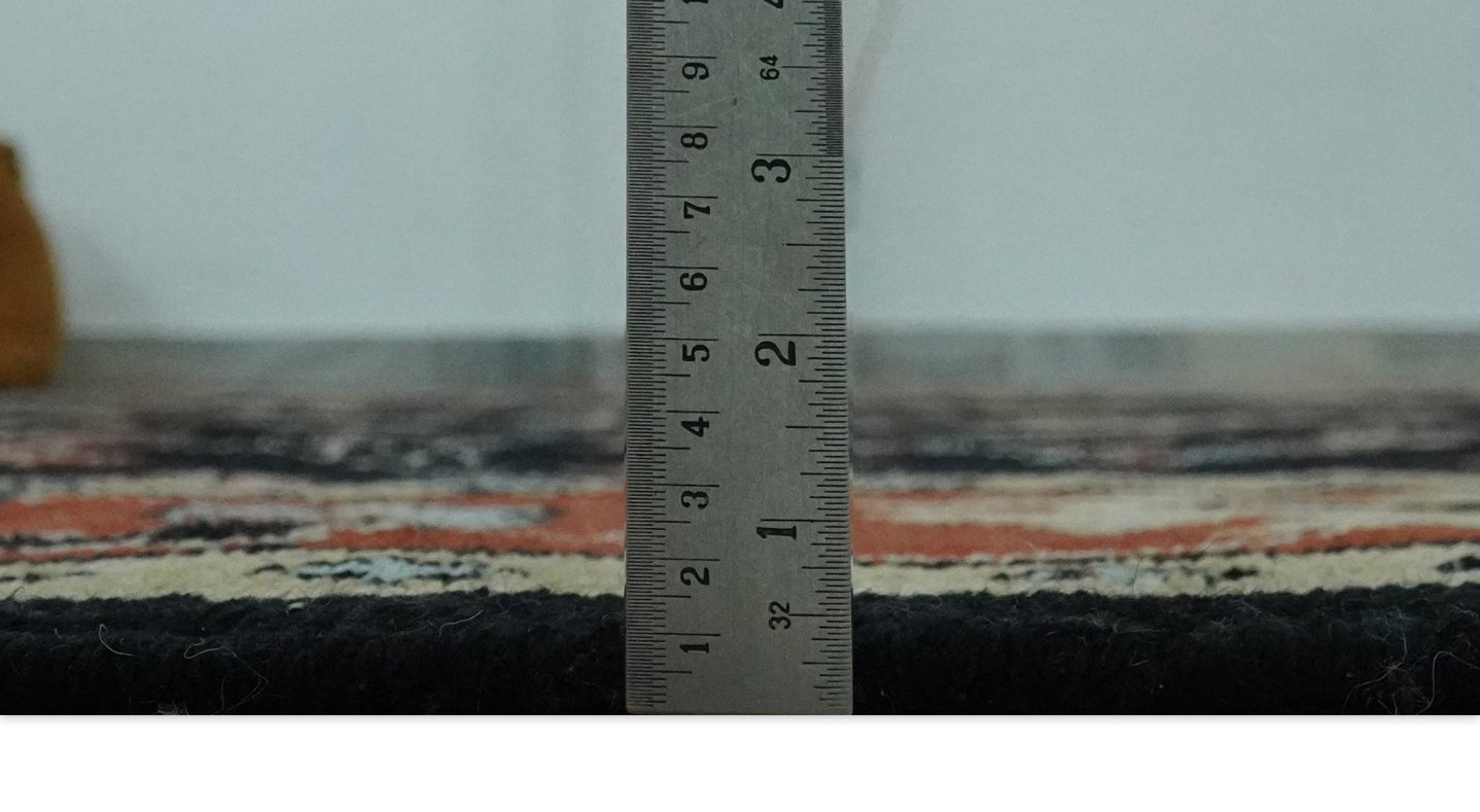 Black, Rust and Beige 8x10 Traditional Oriental Hand Knotted Wool Area Rug - The Rug Decor