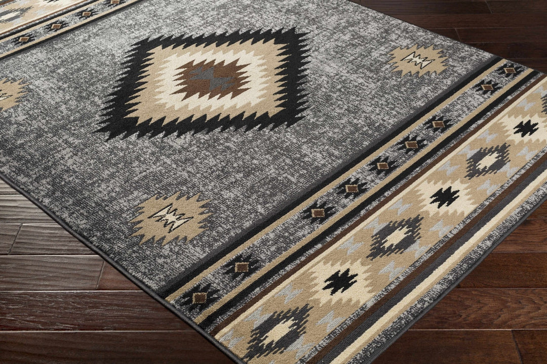 Black, Silver, Ivory and Brown Southwestern Mamluk Design Multi size Area Rug - The Rug Decor