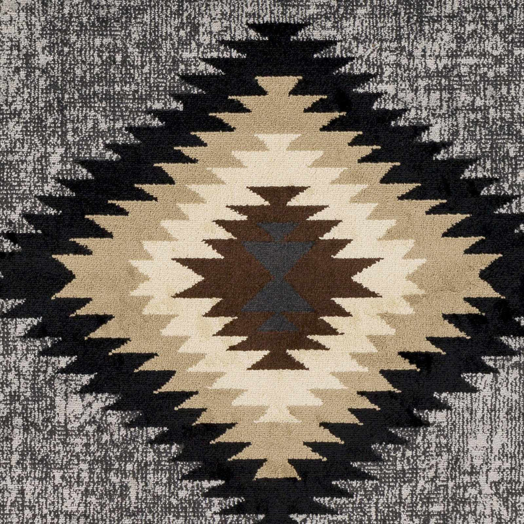 Black, Silver, Ivory and Brown Southwestern Mamluk Design Multi size Area Rug - The Rug Decor